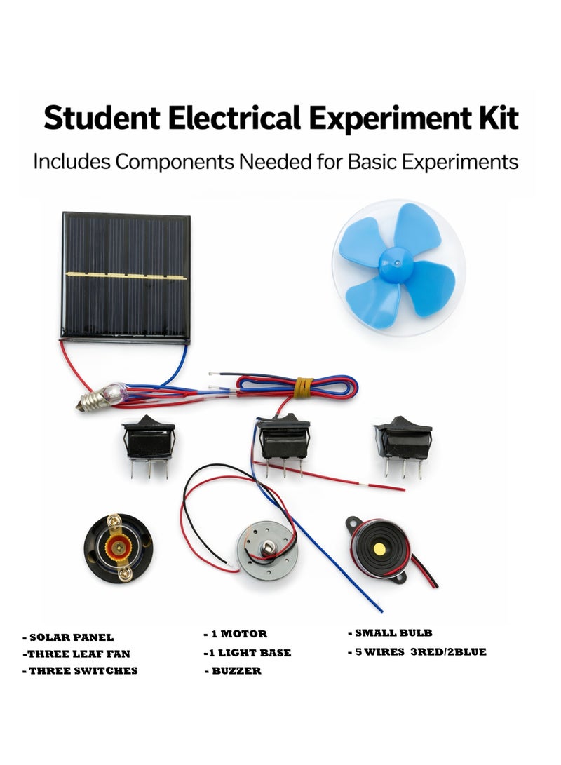 Melfi Solar Circuit Experiment Kit for Students | DIY Educational Electrical Project Set with Solar Panel, Motor, Bulb, Buzzer & Switches - Image 2
